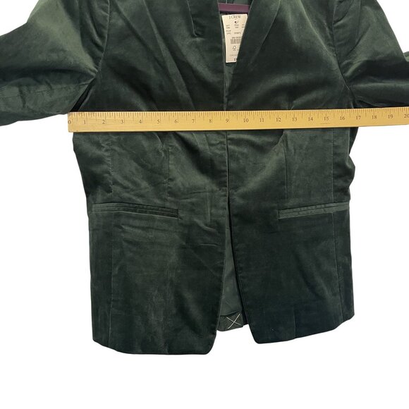 NWT J.Crew Womens Dark Green Velvet Blazer Sz 2 Slim Fit 98% Cotton Polka Dot - Picture 3 of 10